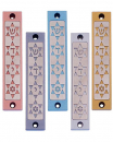 Agayof Mezuzah Case, Four Stars of David in Light Colors - 4 Inches Height