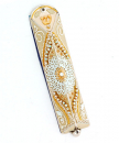 Gold-White Triangular Mezuzah Case by Shahaf