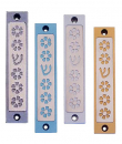 Agayof Mezuzah Case, Five Flowers and Shin in Light Colors - 4 Inches Height