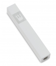 Adi Sidler Mini Mezuzah Case, Crown Shin Design - White