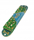 Gleaming Mezuzah Case, Jerusalem Images - Green, Gold and Blue with Crystals