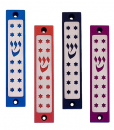 Agayof Mezuzah case, Twelve Stars of David in Dark Colors  4 Inches Height