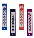 Agayof Mezuzah Case with Wheat Image in Dark Colors - 4 Inches