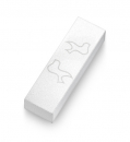 Adi Sidler Brushed Aluminum Car Mezuzah, Peace Doves  - White