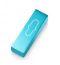 Adi Sidler Anodized Aluminum Car Mezuzah, Engraved Hamsa - Turquoise