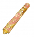 Gleaming Gold Mezuzah Case with Menorah, Jerusalem, Star of David - Color Choice