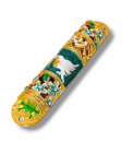 Gleaming Mezuzah Case, Dove of Peace - Gold and Green with Crystals