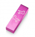 Adi Sidler Brushed Aluminum Car Mezuzah, Peace Doves - Pink