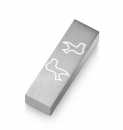 Adi Sidler Brushed Aluminum Car Mezuzah, Peace Doves - Silver