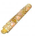 Gleaming Gold Enamel Mezuzah Case - Pomegranate and Leaf Design, Choice of Colors