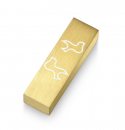 Adi Sidler Brushed Aluminum Car Mezuzah, Peace Doves - Gold