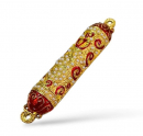 Small Gold Color Metal Mezuzah Case with Stones, Enamel - Choice of Colors