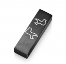 Adi Sidler Brushed Aluminum Car Mezuzah, Peace Doves - Black