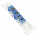 Blue Glass Mezuzah Case with Three Decorations