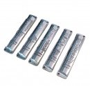 Set of Five Small Nickel Mezuzah Cases with Decorative Judaic Motifs - 4" Length