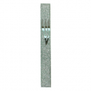 Glass Mezuzah Case - Frosted Silver Gray, Elongated Shin Letter