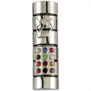 Nickel Plated Rounded Car Mezuzah - Colorful Breastplate Design