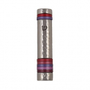 Yair Emanuel Hammered Aluminum Silver Mezuzah Case - Red and Pink Bands