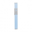 Yair Emanuel Anodized Aluminum Mezuzah Case, Decorative Cutout Flower - Blue