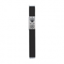 Yair Emanuel Anodized Aluminum Mezuzah Case, Decorative Cutout Flower - Black