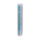 Yair Emanuel Mezuzah Case, Cutout Pomegranates and Flowers - Turquoise