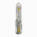 Jumbo Size Mezuzah Case, Silver Plated with Gold Accents - Jerusalem Design