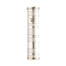 Yair Emanuel Wide Rounded Anodized Aluminum Mezuzah Case - Silver Stripes