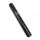 Black Wood Rounded Mezuzah Case, 24k Gold Plated Shin Letter