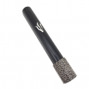 Black Wood Rounded Mezuzah Case, Pewter Shin and Filigree Design at Base