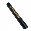 Black Wood Mezuzah Case with Jerusalem Design on Gold Pewter Plaque