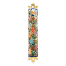 Yair Emanuel Mezuzah Case with Etched Colorful Design - Flowers