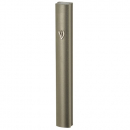 Rounded Matte Aluminum Mezuzah Case with Side Channels - Silver Shin