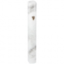 Gray and White Marble Aluminum Mezuzah Case, Side Channels  Various Lengths