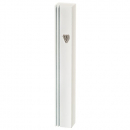 White Aluminum Mezuzah Case with Side Channel Indentation  Silver Shin