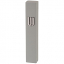 Gray Polyresin Mezuzah Case with Stone Effect, Silver Shin - For 12 cm Scroll