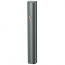 Aluminum Mezuzah Case with Side Channel - Dark Gray