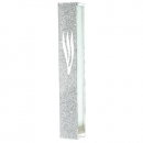 Glass Mezuzah Case with Glittering Silver Front -  Silicon Cork