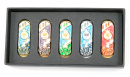 Set of Five Car Mezuzahs in Gift Box - Jerusalem and Menorah Design