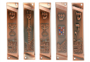 Set of 5 Mezuzah Cases with Decorative Judaic Motifs, Bronze - 4" Length