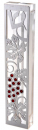 Dorit Judaica Laser Cut Steel Mezuzah Case Grapes - Red Swarovski Stones