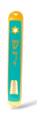 Small Gold Mezuzah Case, Ten Commandments with Star of David - Green-Blue Enamel