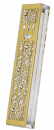 Dorit Judaica Gold Stainless Steel Acrylic Mezuzah Case, Crystal - Flower Design