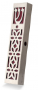 Dorit Judaica Mezuzah Case, Stainless Steel Cutout Flower Design - Maroon