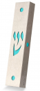 Dorit Judaica Stainless Steel Mezuzah Case, Cutout Shin Letter - Turquoise