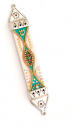 Teal & White Pewter Mezuzah by Ester Shahaf