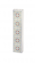 Dorit Judaica Lucite Mezuzah Case, Framed Fleur De Lys - Blue and Red