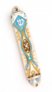 Gold and Turquoise Mezuzah by Ester Shahaf