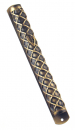 Yellow Pewter Mezuzah Case with Criss-Cross Design