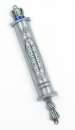 Torah Scroll Mezuzah Case, Crown Decoration and Tablet Depiction, Pewter - 5.7"