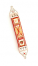 Wood and Pewter Mezuzah Red by Ester Shahaf